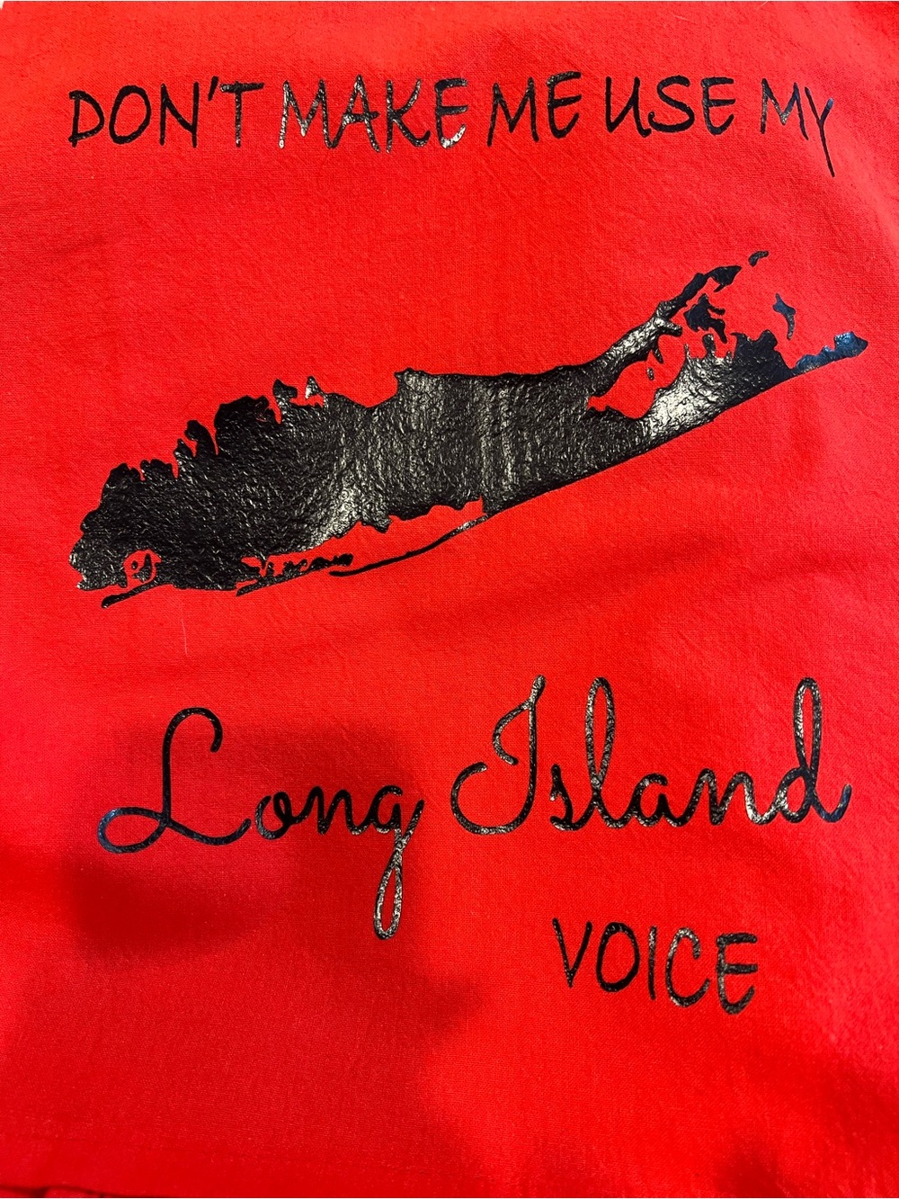Long Island Voice Red Graphic Tea Towel
